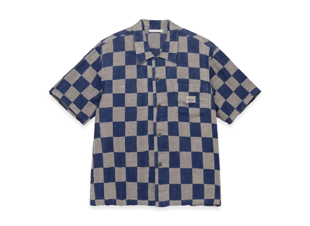 Stussy x Our Legacy Work Shop Box Shirt Shortsleeve "Blue/Grey Linen Check"