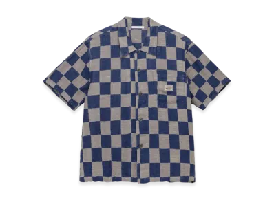 Stussy x Our Legacy Work Shop Box Shirt Shortsleeve "Blue/Grey Linen Check"