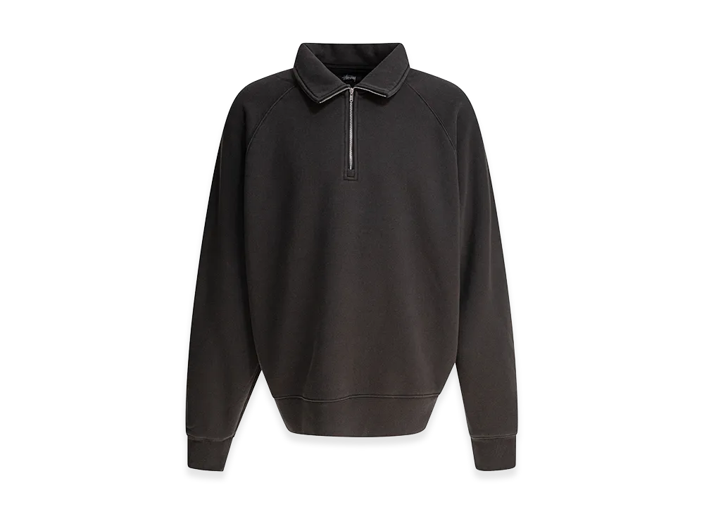 Stussy Fleece Raglan Zip Mock "Black"