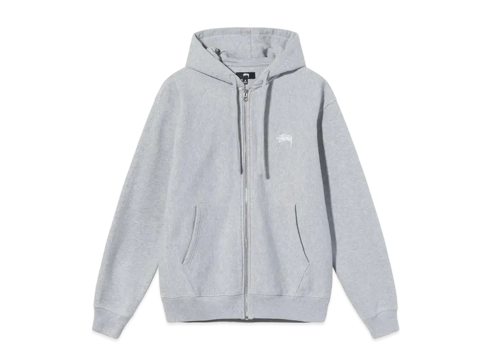 Stussy OVERDYED STOCK LOGO ZIP HOODIE "Grey Heather"
