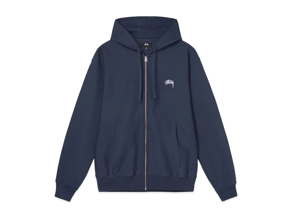 Stussy OVERDYED STOCK LOGO ZIP HOODIE "Navy"