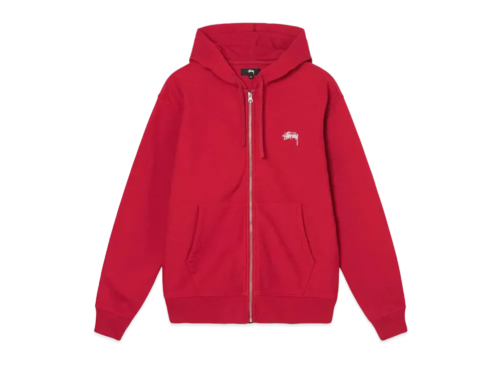 Stussy OVERDYED STOCK LOGO ZIP HOODIE "Red"