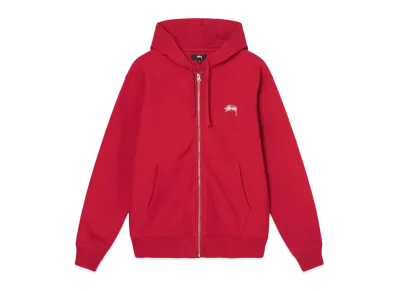 Stussy OVERDYED STOCK LOGO ZIP HOODIE "Red"