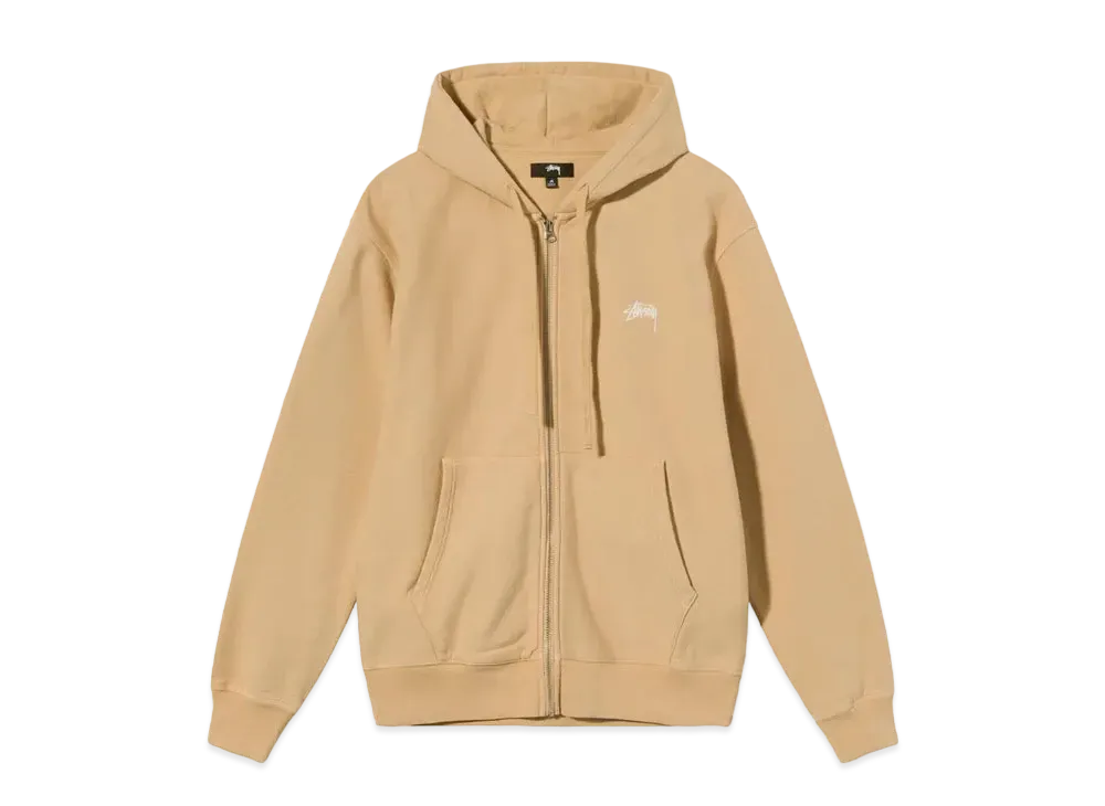 Stussy OVERDYED STOCK LOGO ZIP HOODIE "Tan"