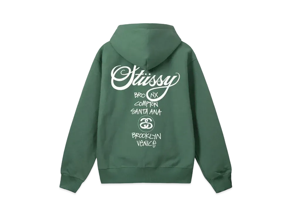 ステューシー ワールド ツアー フーディー ”グリーン”