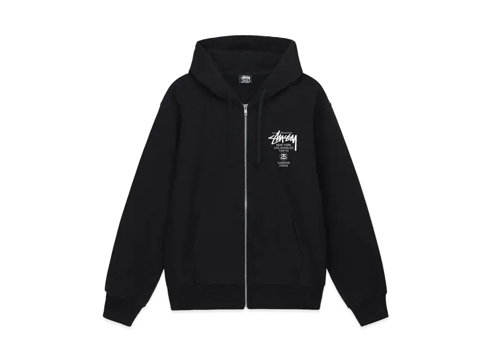 Stussy World Tour Zip Hoodie "Black"