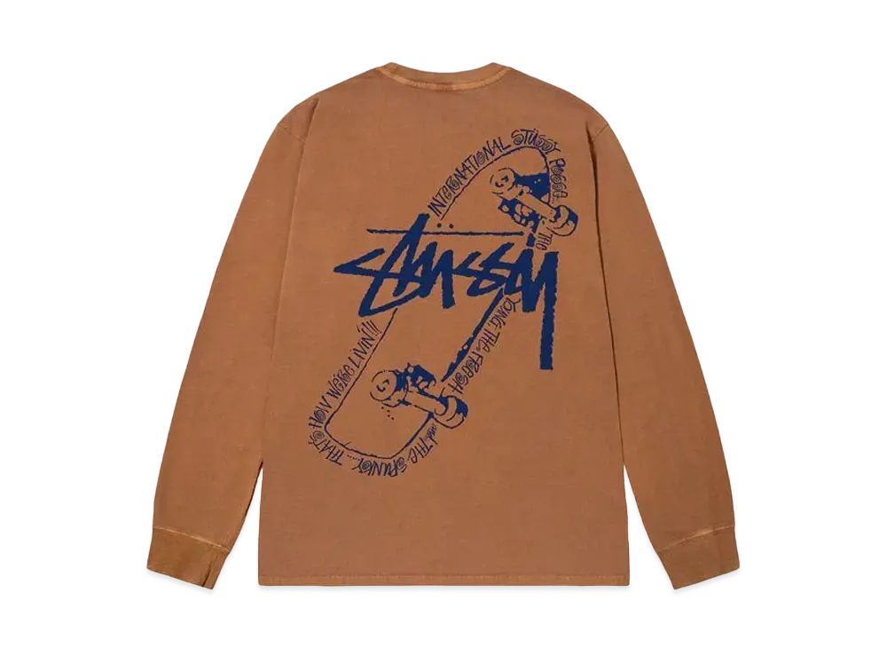 Stussy Skate Posse Pigment Dyed LS Tee "Almond"