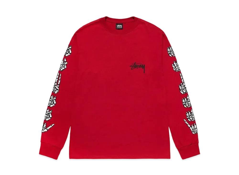 Stussy Hands LS Tee "Dark Red"