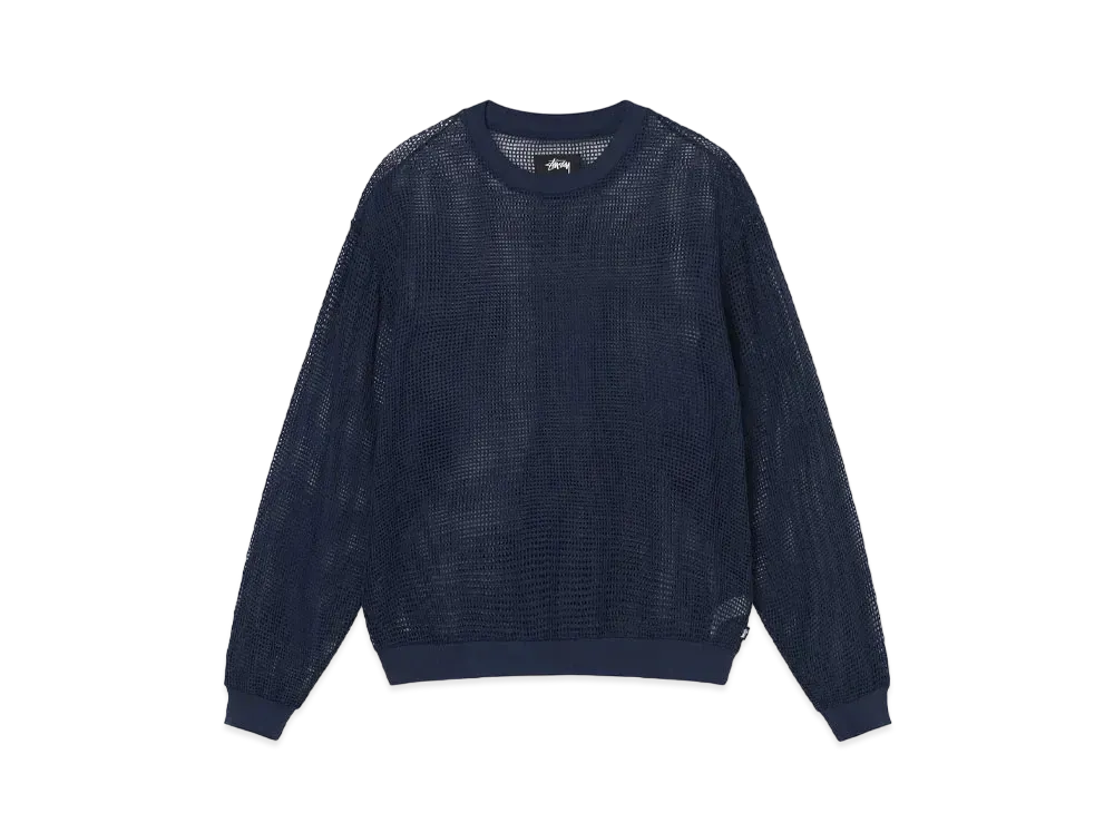 Stussy Cotton Mesh LS Crew "Navy"