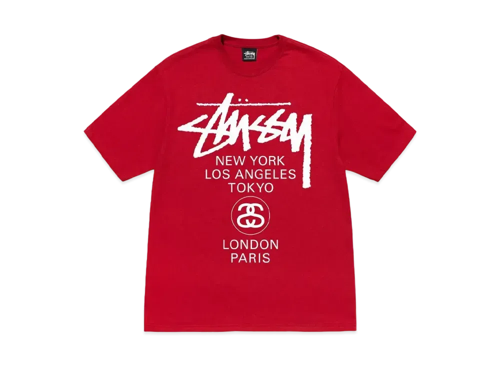 Stussy World Tour Tee "Dark Red" (22FW)
