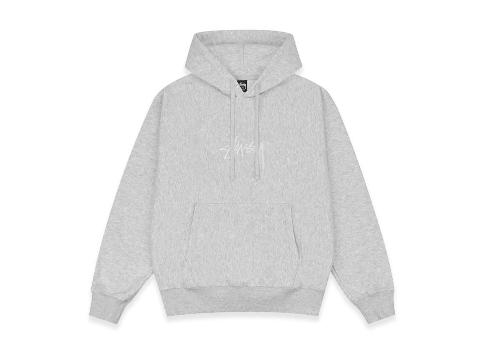 Stussy Stock Logo Applique Hoodie "Ash Heather White"