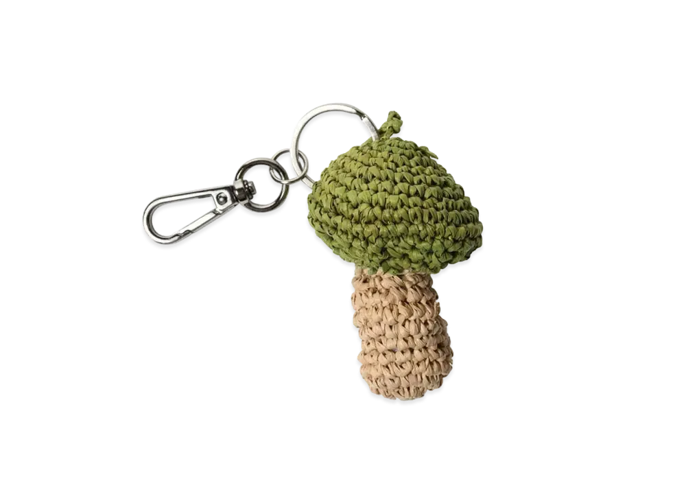 Stussy Mushroom Raffia Keychain "Green"