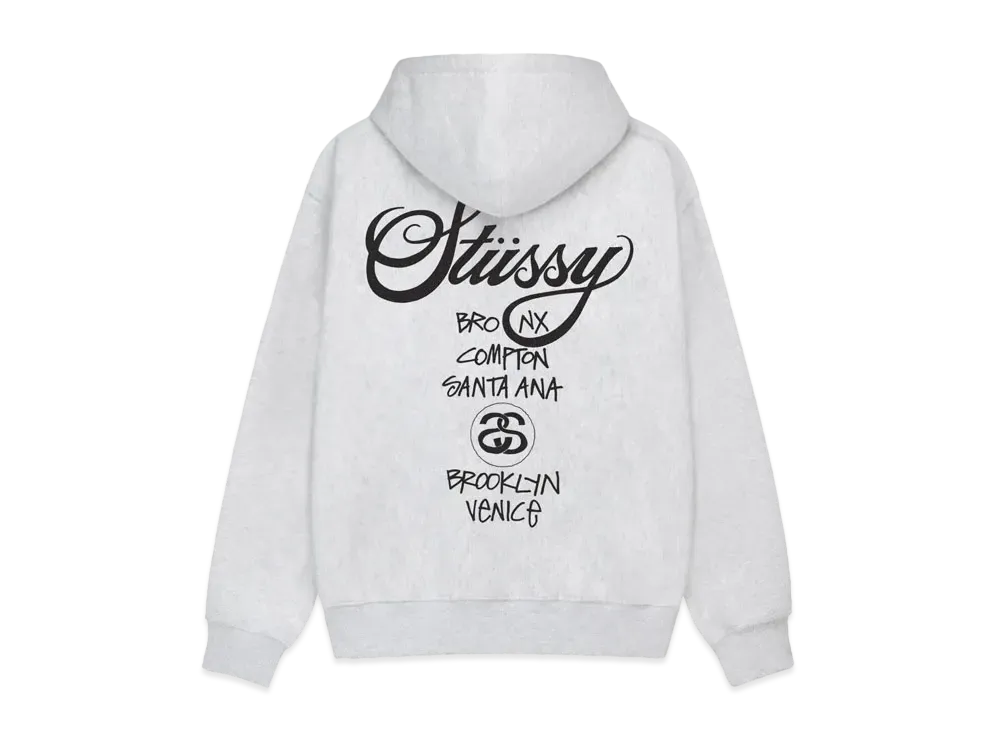 Stussy World Tour Zip Hoodie "Ash Heather"