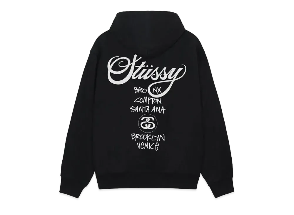 Stussy World Tour Zip Hoodie "Black"