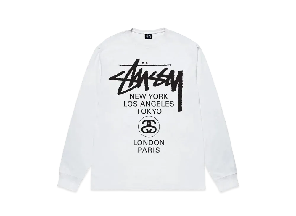 ステューシー ワールド ツアー LS Tシャツ "ホワイト"