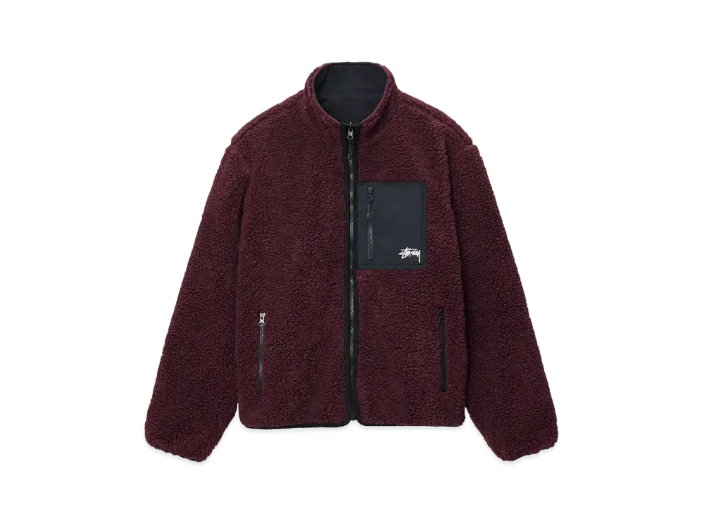 Stussy Sherpa Reversible Jacket "Burgundy"