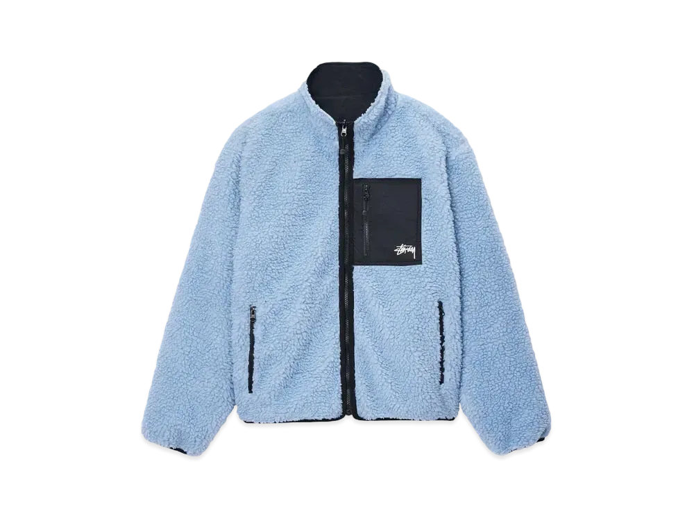 Stussy Sherpa Reversible Jacket "Light Denim"