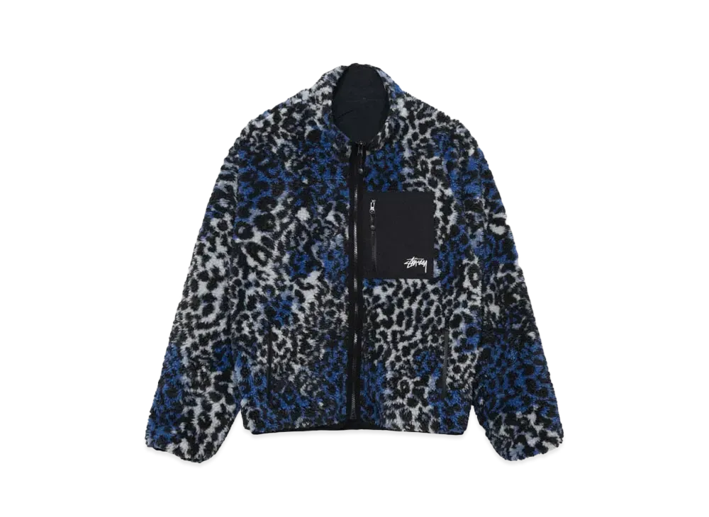 Stussy Sherpa Reversible Jacket "Blue Leopard"