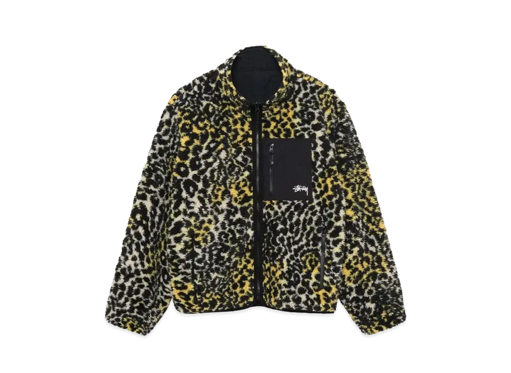 Stussy Sherpa Reversible Jacket "Yellow Leopard"