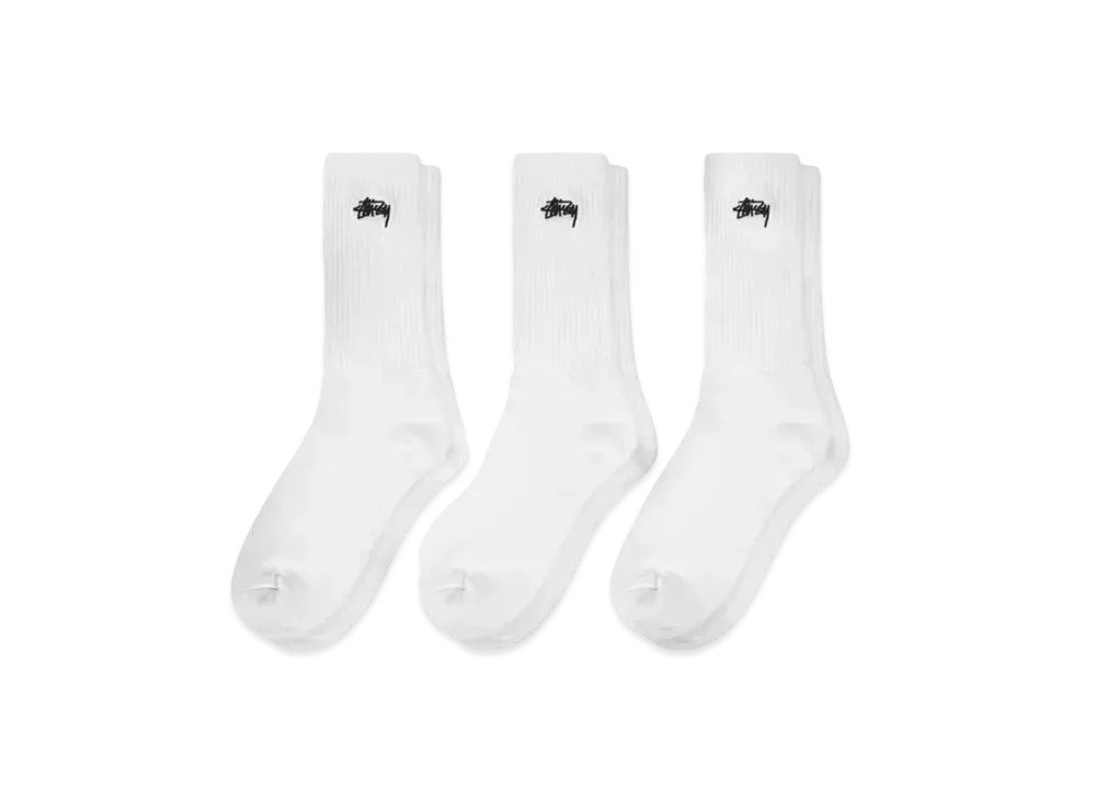 Stussy Stock Crew Sock Pack "White"