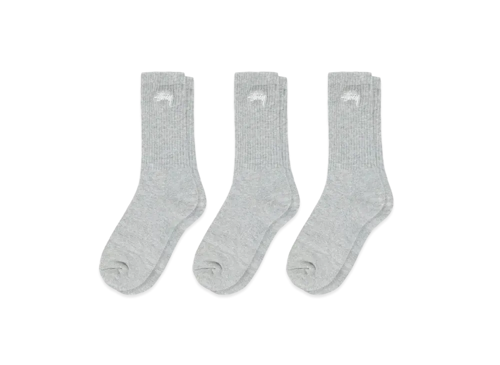 Stussy Stock Crew Sock Pack "Grey Heather"