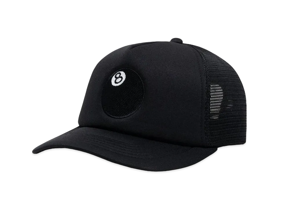 Stussy Trucker 8 Ball Snapback "Black"