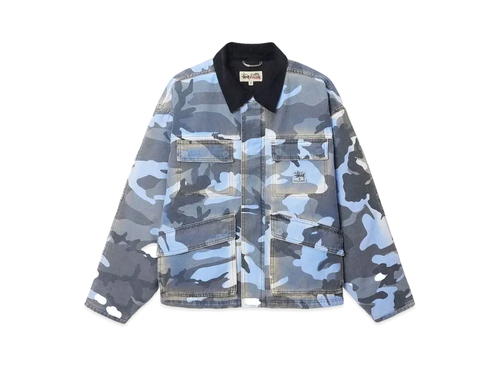 Stussy Shop Jacket Spray Dye Canvas "Blue Camo"