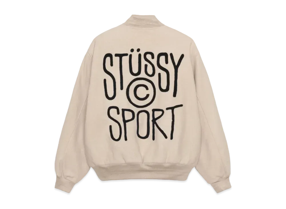 Stussy Sport Melton Varsity Jacket "Oatmeal"