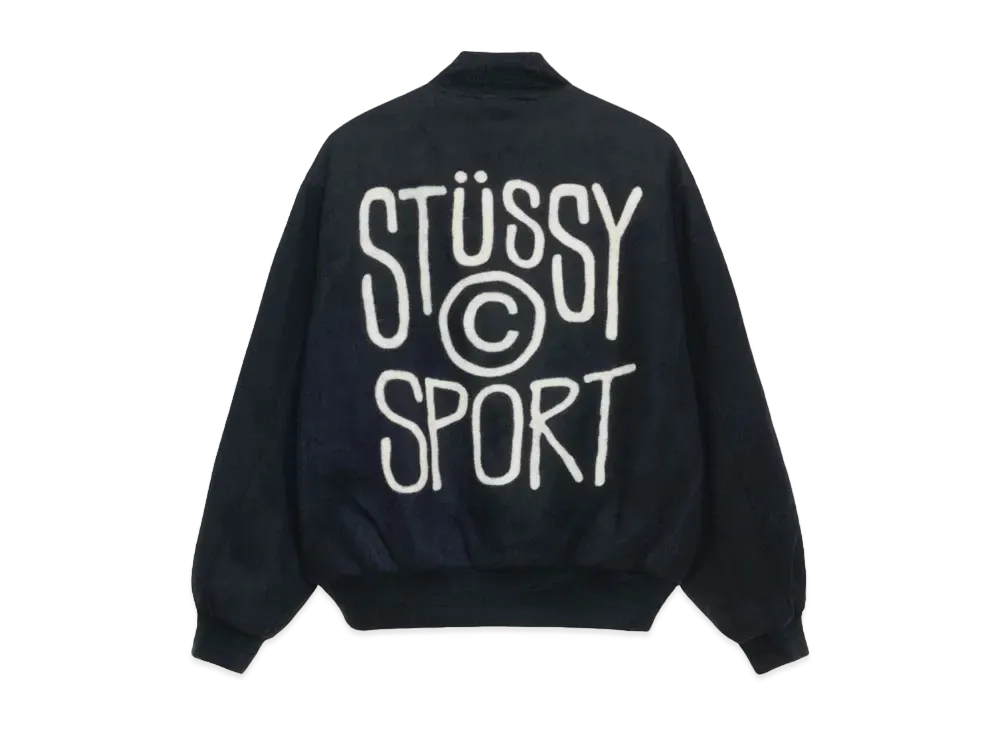 ステューシー スポーツ メルトン バーシティ ジャケット "ブラック"