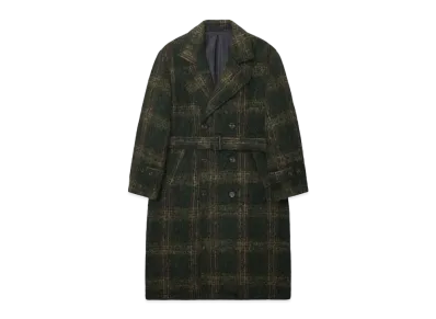 Stussy Mohair Trench Coat "Olive Plaid"