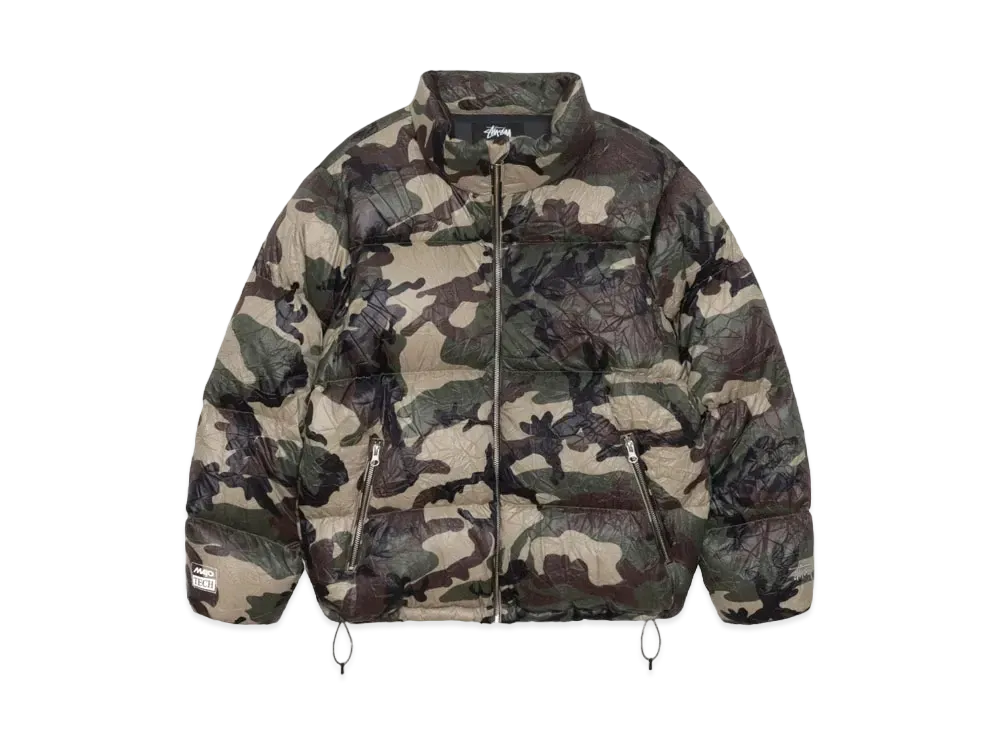 ステューシー ダウン パッファ リンクルド ナイロン "ウッドランド カモ" 115729