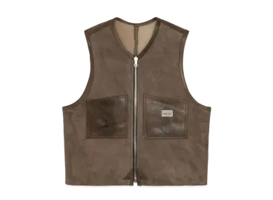 Stussy x OUR LEGACY Work Shop Reversible Shearling Vest "Brown/Off White"