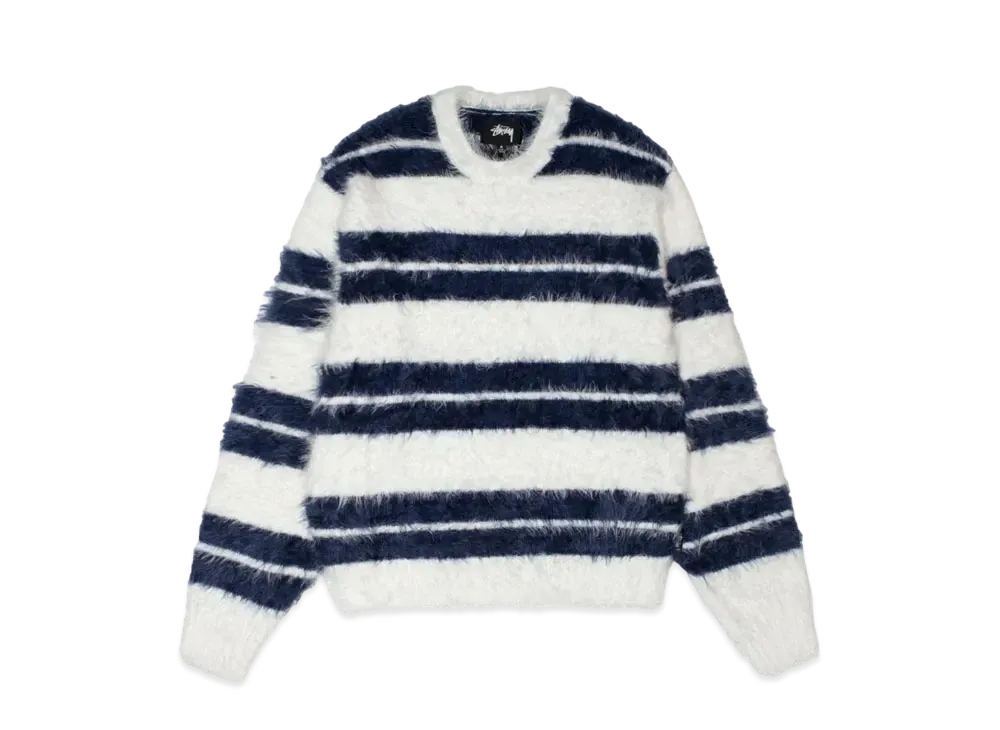 ステューシー ヘアリー ストライプ クルー セーター "アイボリー/ネイビー"