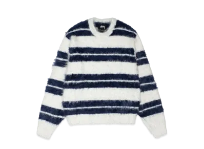 Stussy Hairy Stripe Crew Sweater "Ivory/Navy"