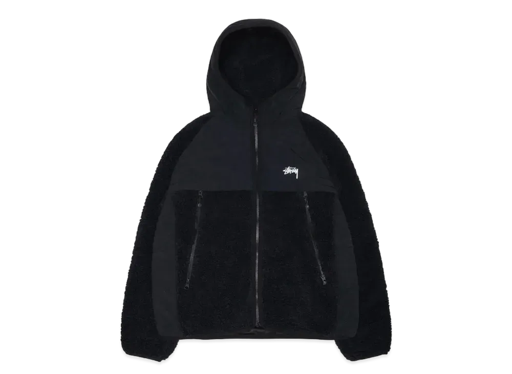 ステューシー シェルパ パネルド フーデッド ジャケット "ブラック"