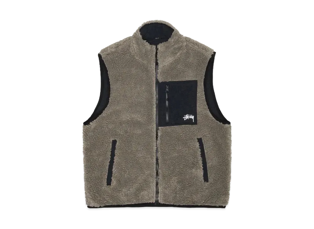 Stussy Sherpa Reversible Vest "Stone"