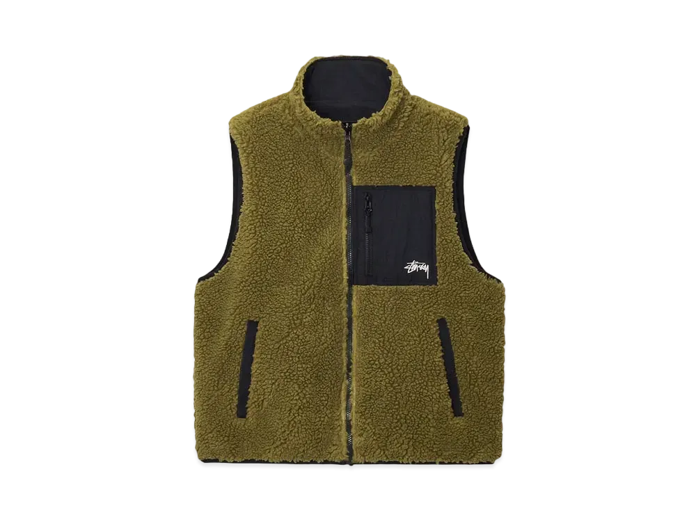 Stussy Sherpa Reversible Vest "Olive"