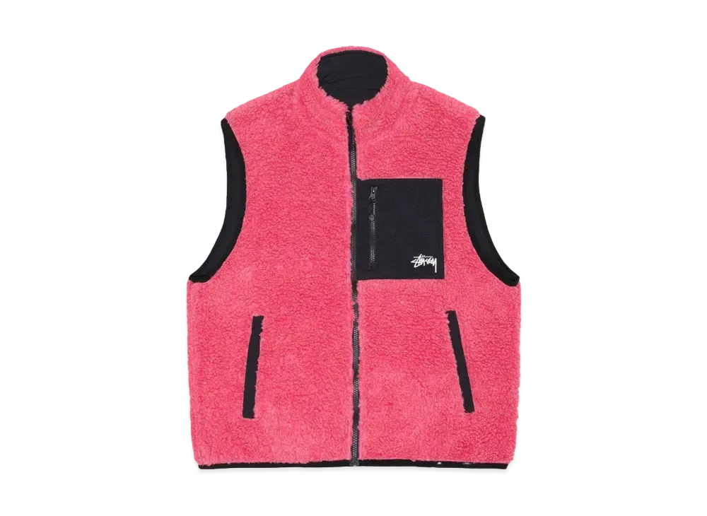 Stussy Sherpa Reversible Vest "Pink"