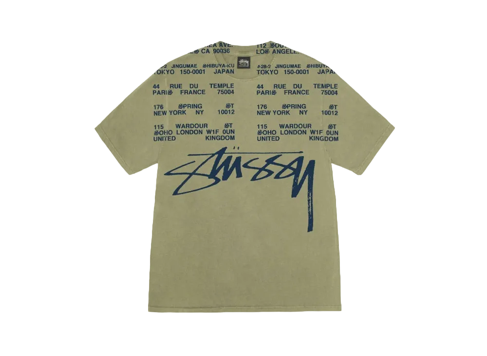 Stussy Locations Tee Pigment Dyed "Olive"