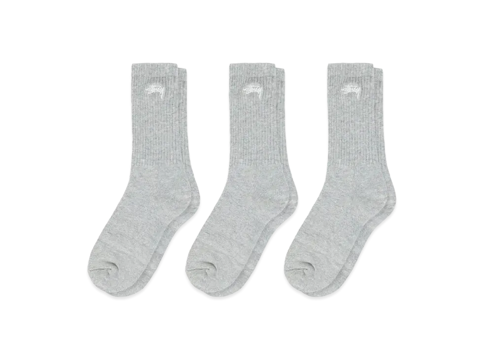 Stussy Stock Crew Socks Multipack "Grey Heather"