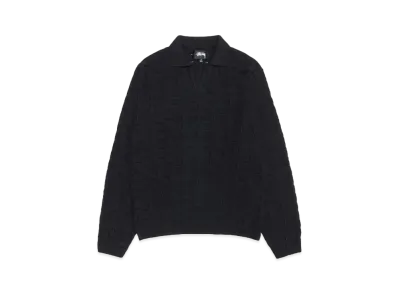 Stussy Open Knit Collared Sweater "Washed Black"