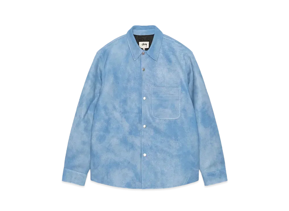Stussy Overshirt Leather "Washed Blue"