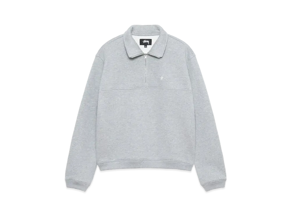 Stussy Fleece Zip Mock "Grey Heather"
