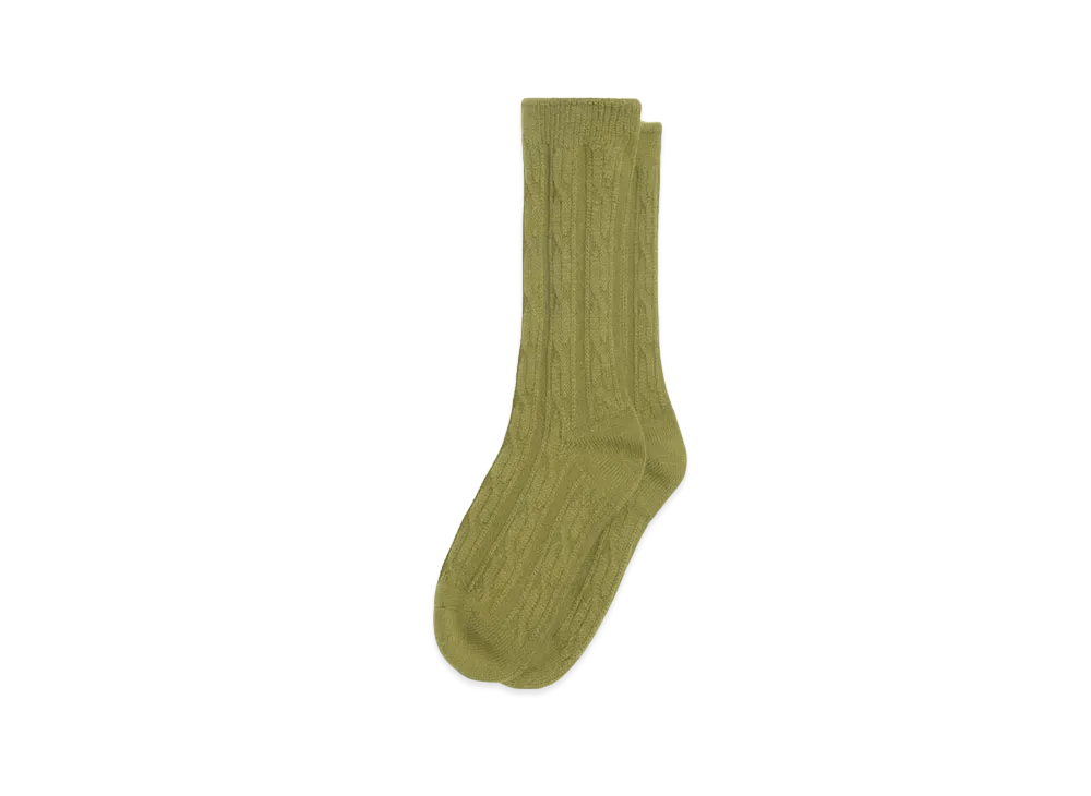 Stussy Cable Knit S Dress Socks "Dark Lime"