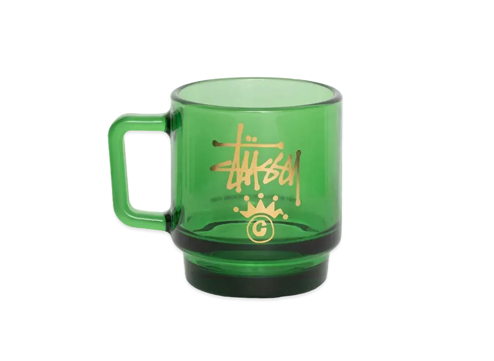 Stussy Stock Crown Logo Glass Mug "Green"