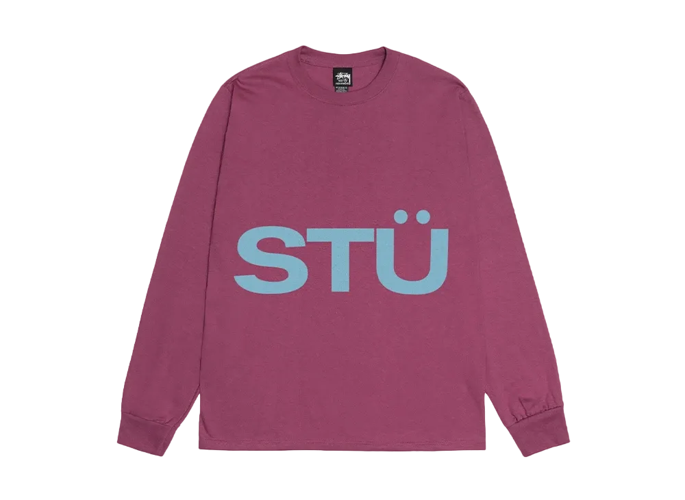 Stussy All Caps Ls Tee "Berry"