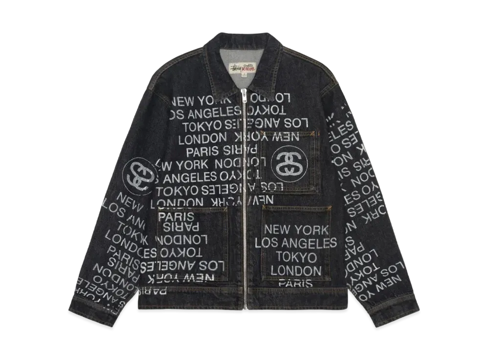 Stussy Zip Work Jacket City Link Denim "Washed Black"