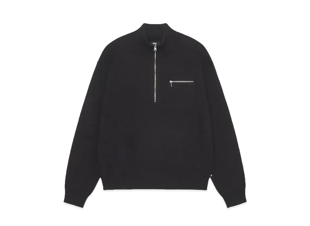 Stussy Half Zip Mock Neck Sweater "Black"