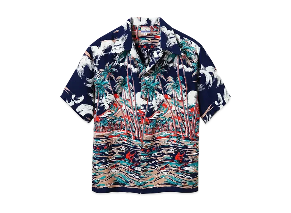 SUN SURF Aloha 2021 Aloha Shirt Canoe Race Kihi Kihi "Navy"