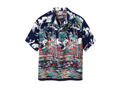 SUN SURF Aloha 2021 Aloha Shirt Canoe Race Kihi Kihi "Navy"